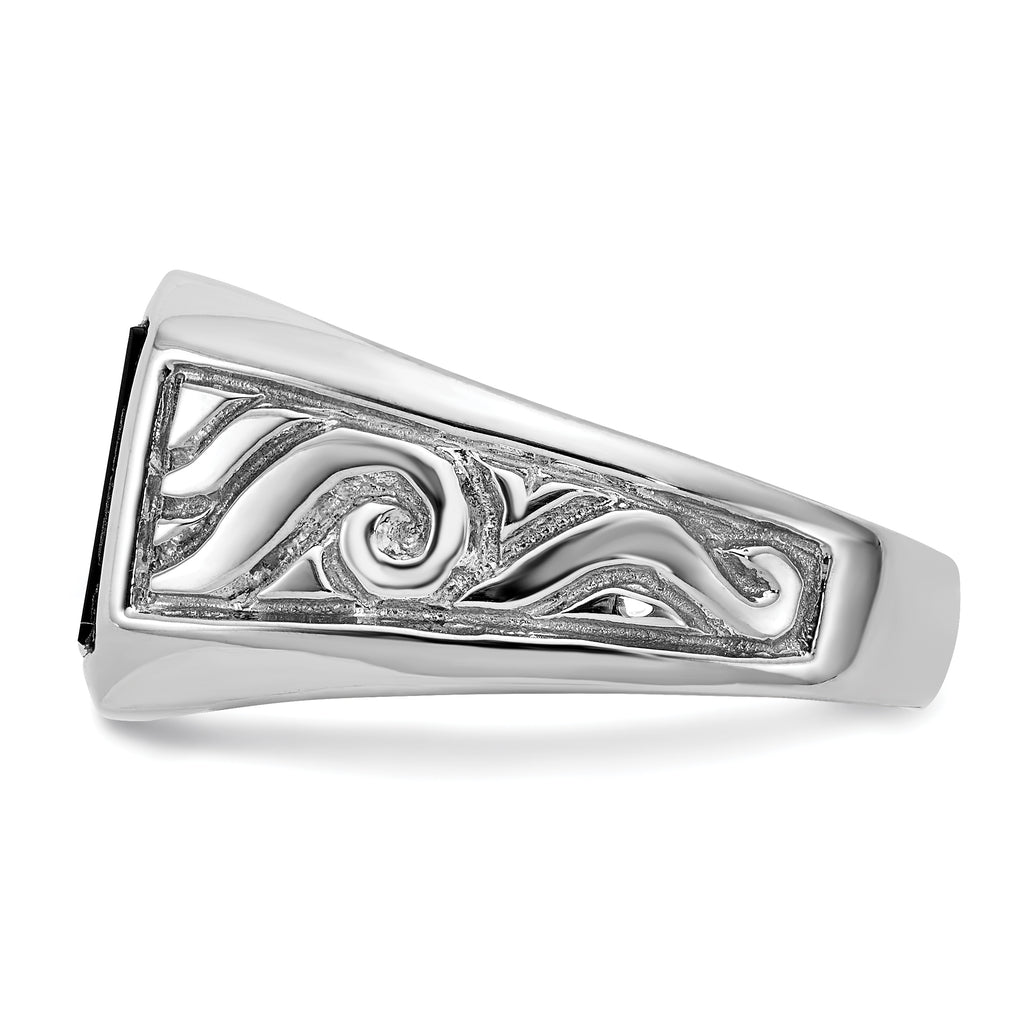 14k White Gold Men's Onyx Ring
