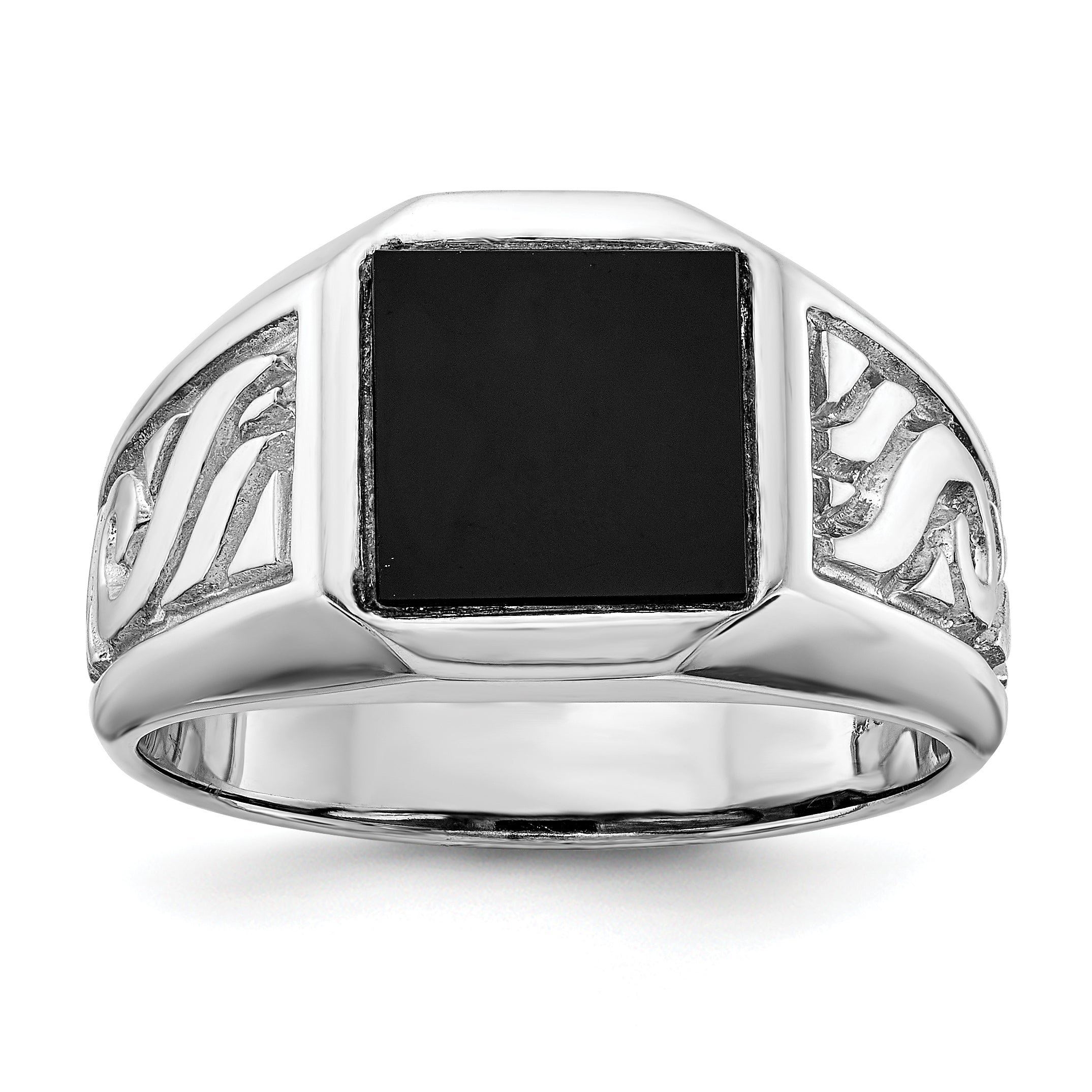14k White Gold Men's Onyx Ring Main image