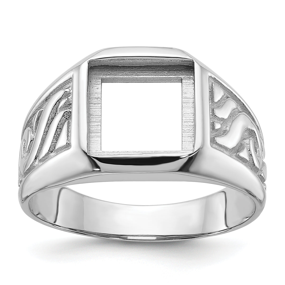 14k white men's onyx ring Mounting (No Stone Included)