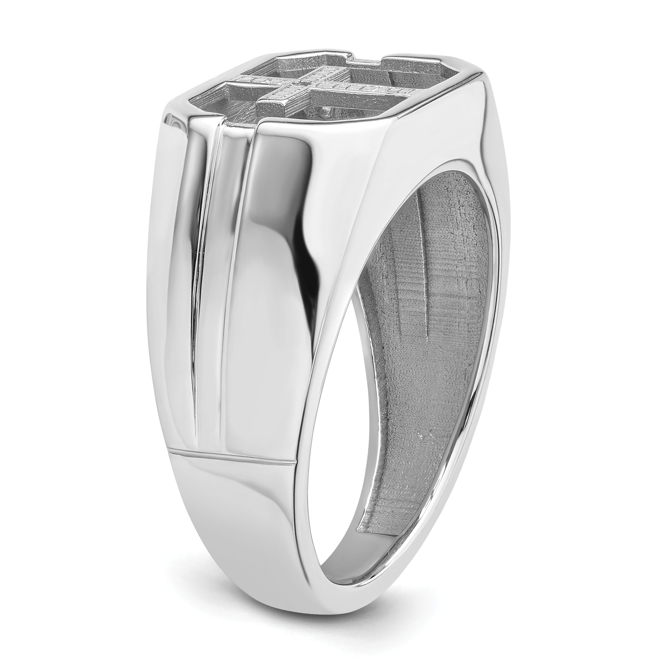 14k White Gold Mens Cross Ring Mounting (No Stone Included)