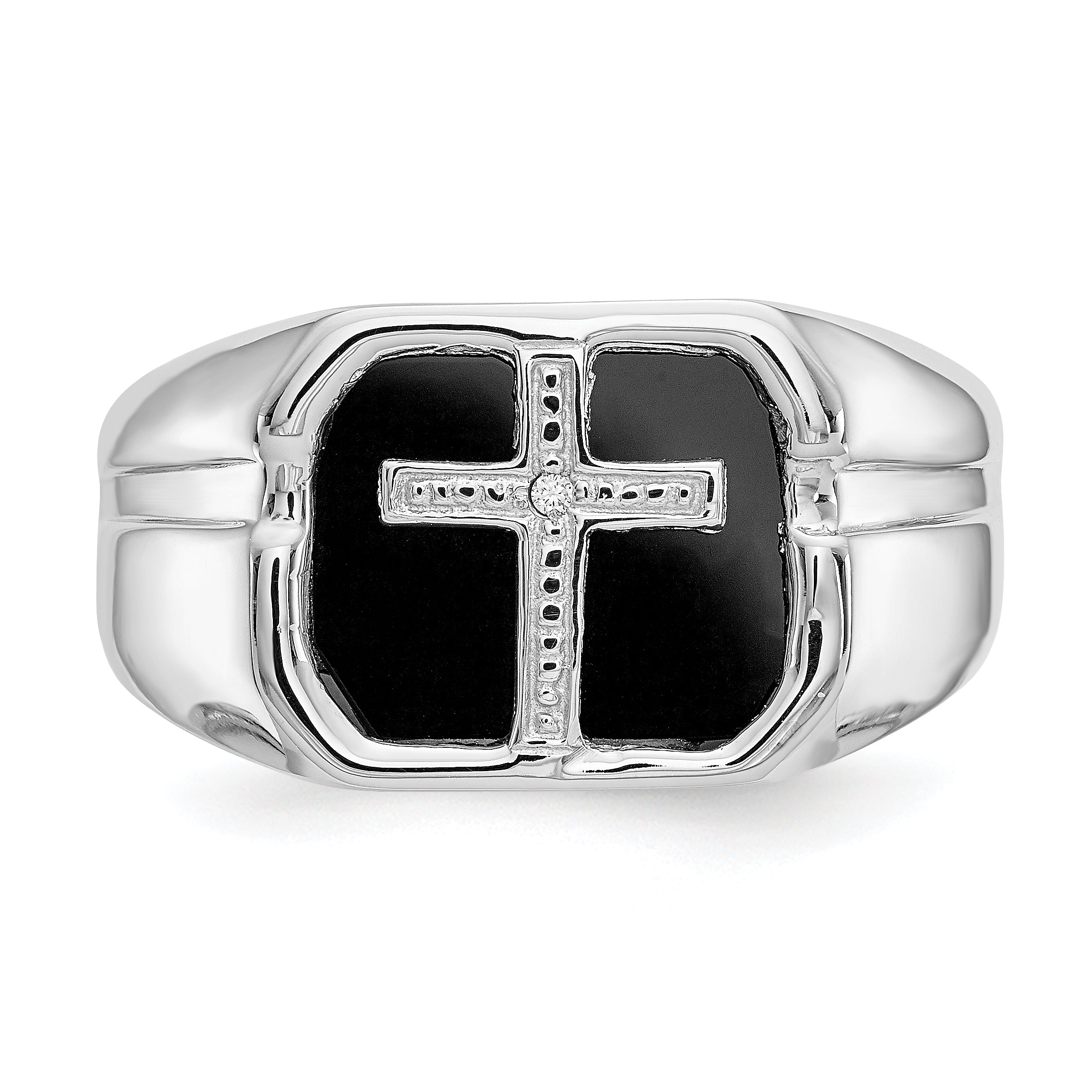 14k White Gold AAA Diamond men's ring