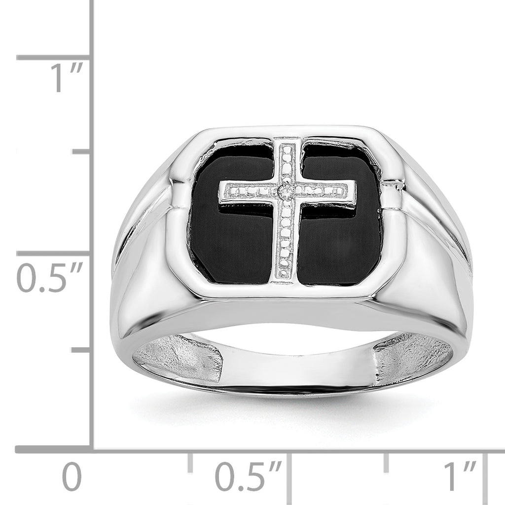 14k White Gold A Diamond men's ring