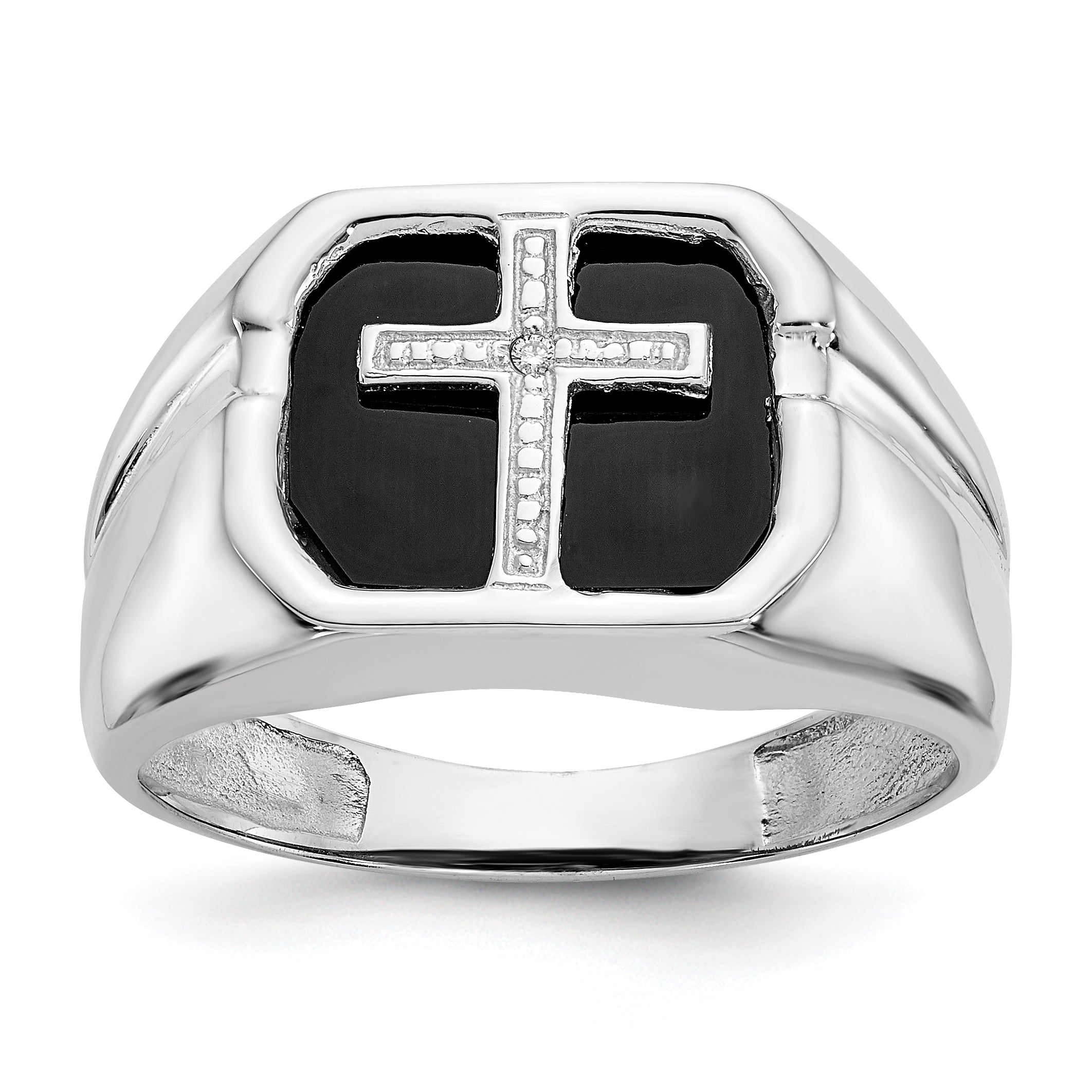 14k White Gold AAA Diamond men's ring Main image