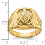 14k Polished and Nugget Texture Masonic Ring Mounting (No Stone Included)