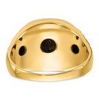 14k Polished, Antiqued and Nugget Texture AA Quality Diamond Masonic Ring