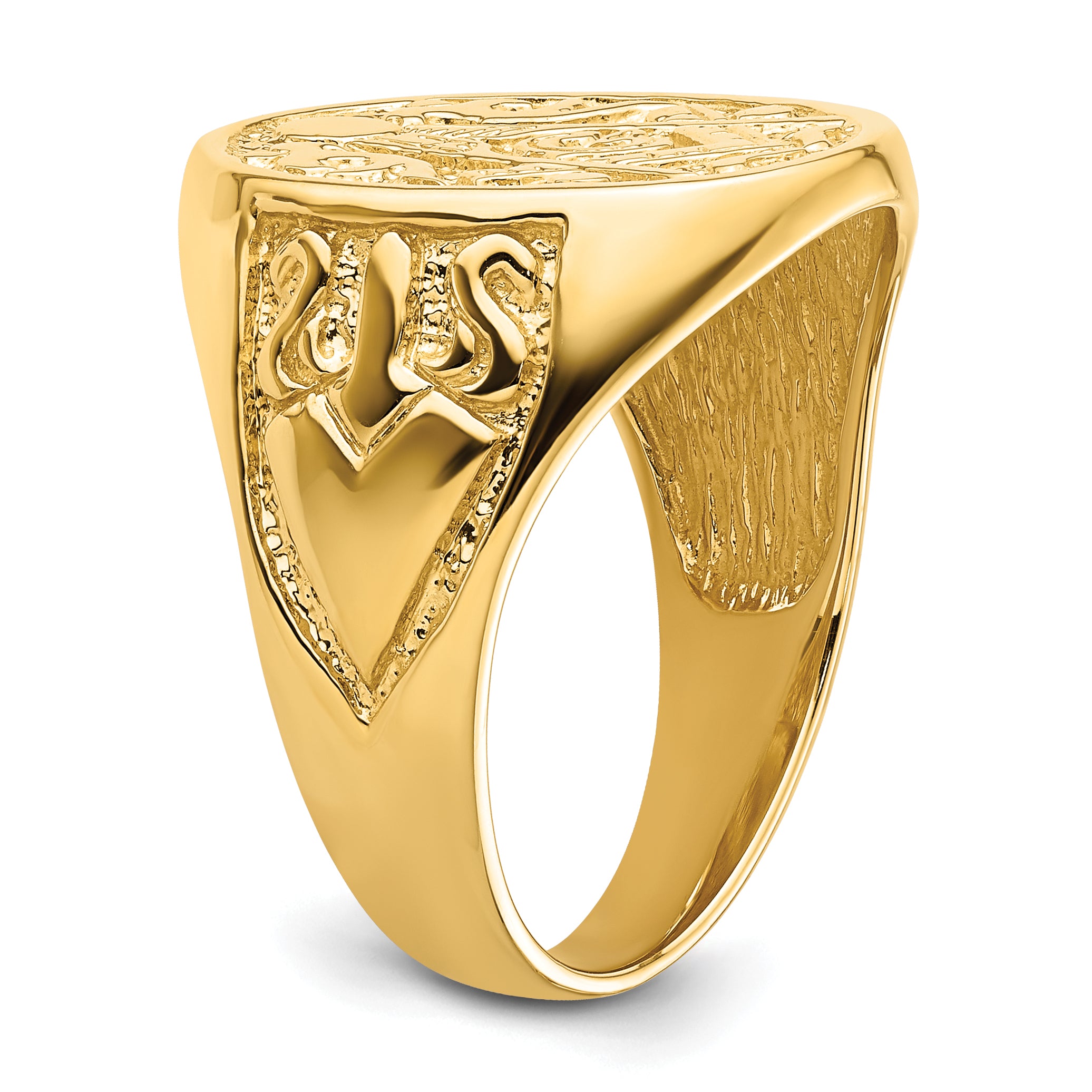 14k Men's Polished and Grooved (Not Enameled) Masonic Ring