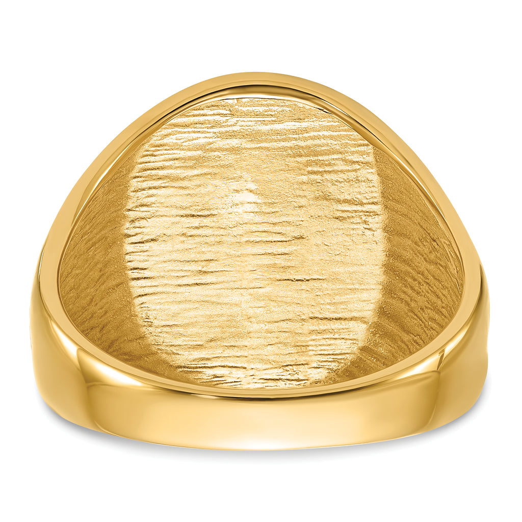 14k Men's Polished and Grooved with Black Enamel Masonic Ring