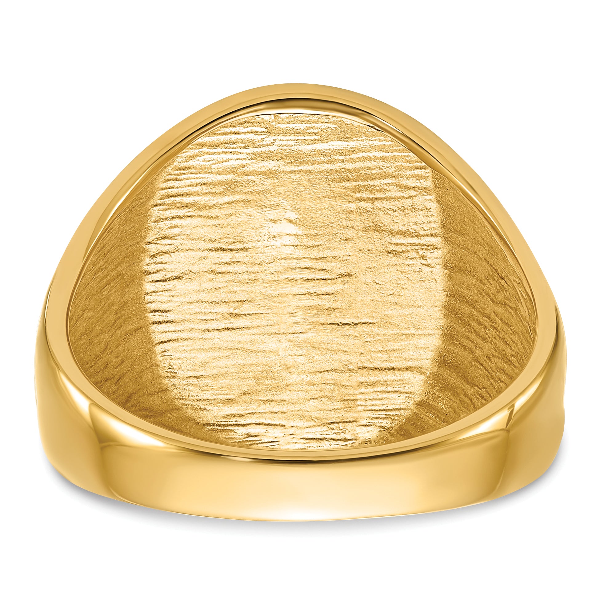 14k Men's Polished and Grooved with Black Enamel Masonic Ring