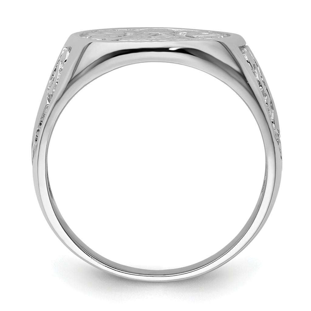 14k White Gold Men's Polished and Grooved (No Enamel) Masonic Ring