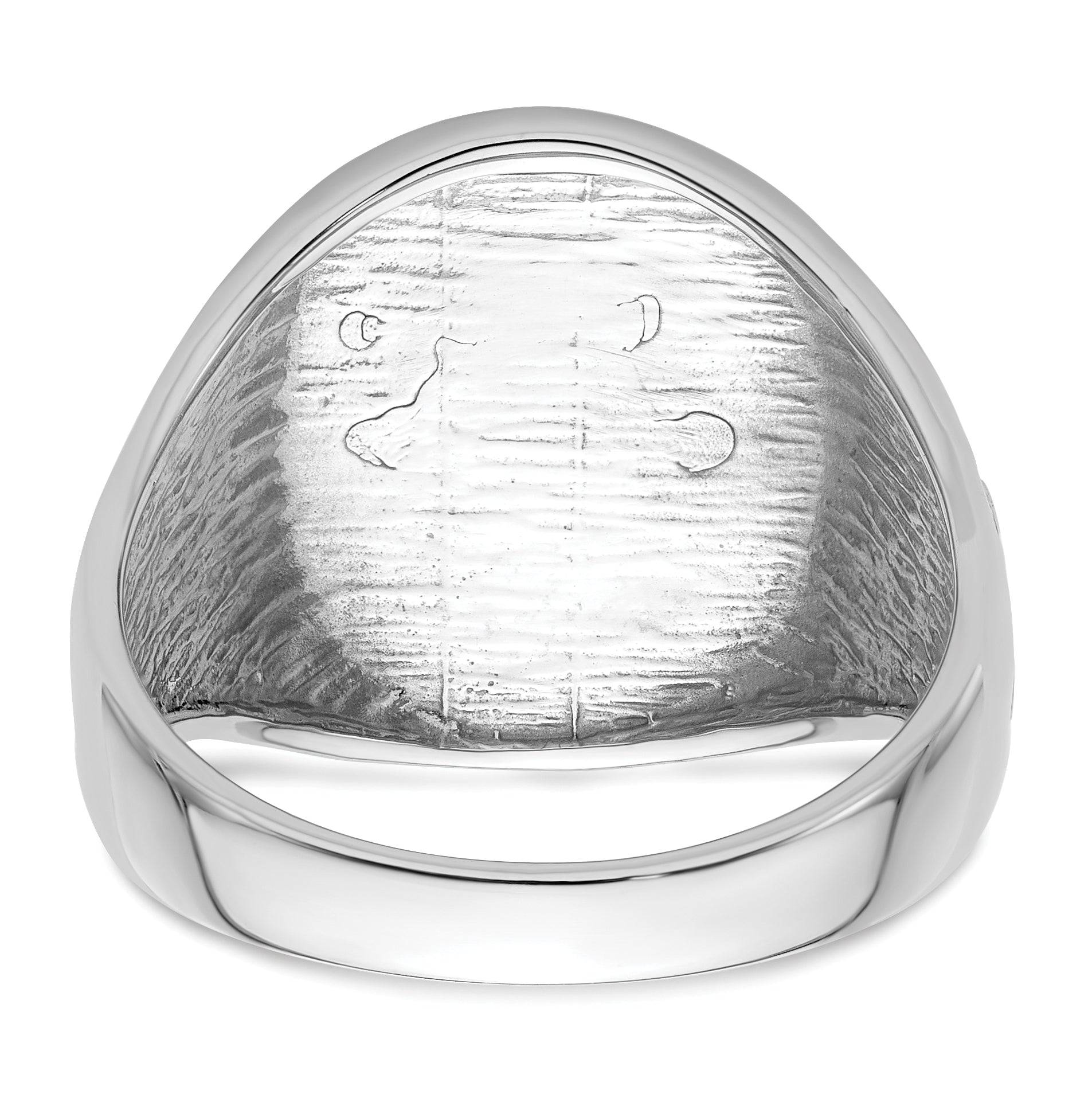 14k White Gold Men's Polished and Grooved (No Enamel) Masonic Ring