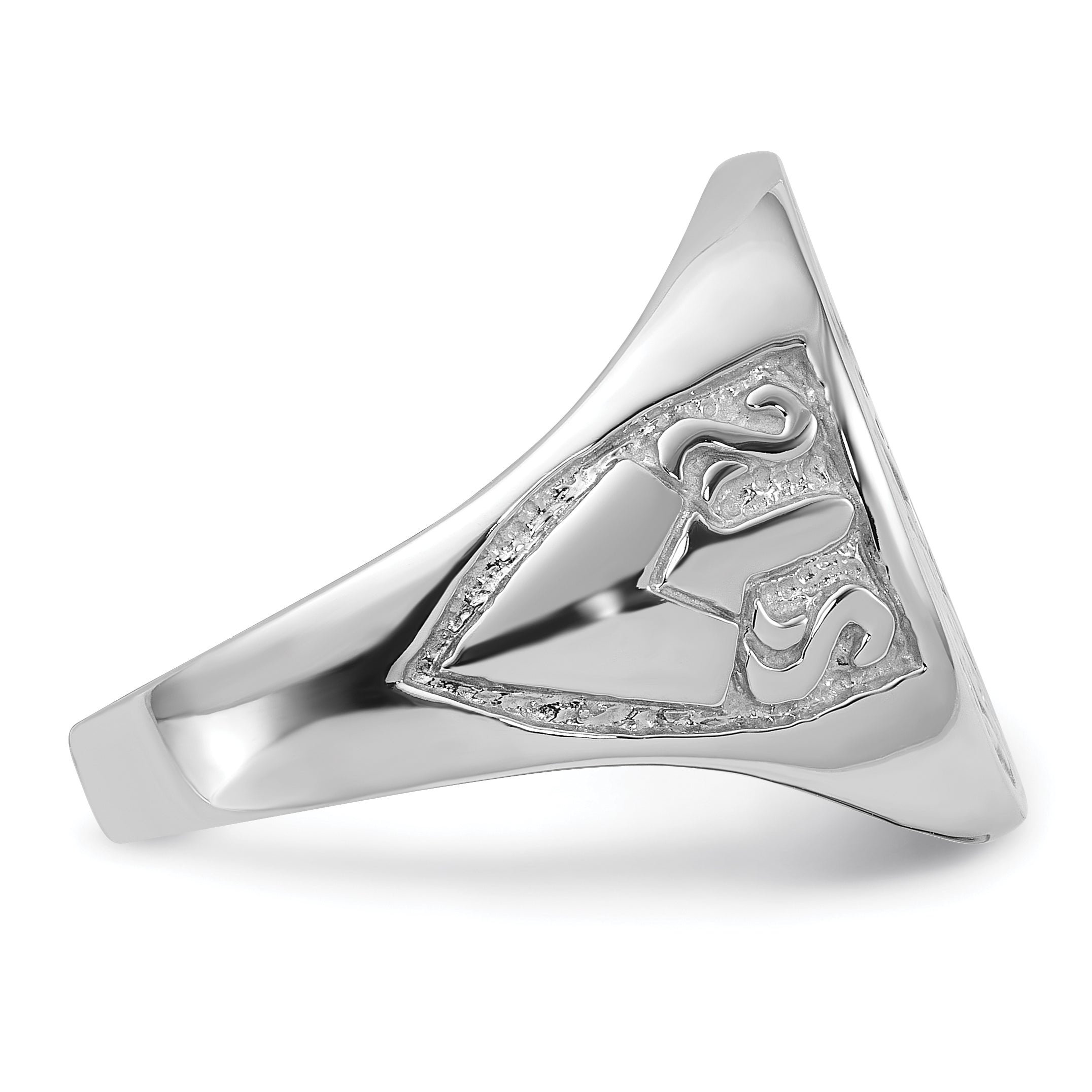 14k White Gold Men's Polished and Grooved (No Enamel) Masonic Ring