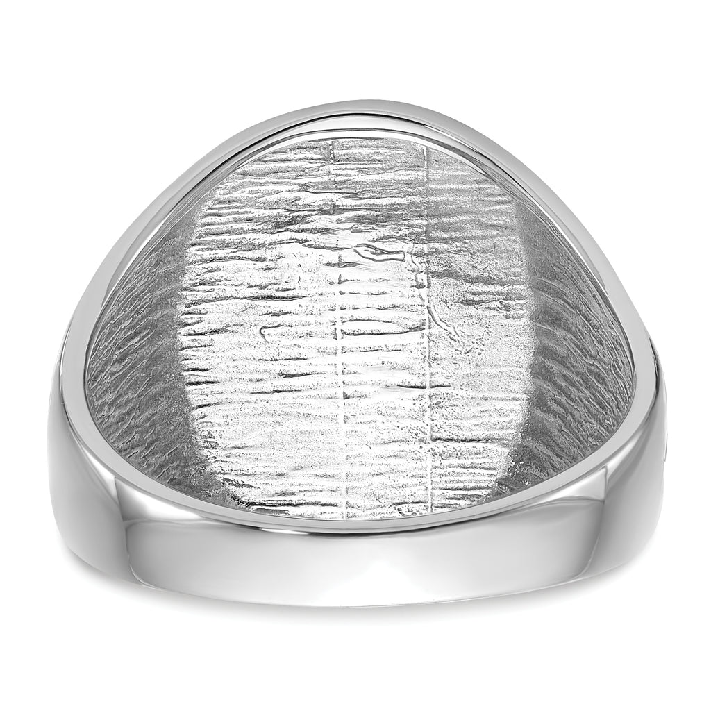 14k White Gold Men's Polished and Grooved with Black Enamel Masonic Ring