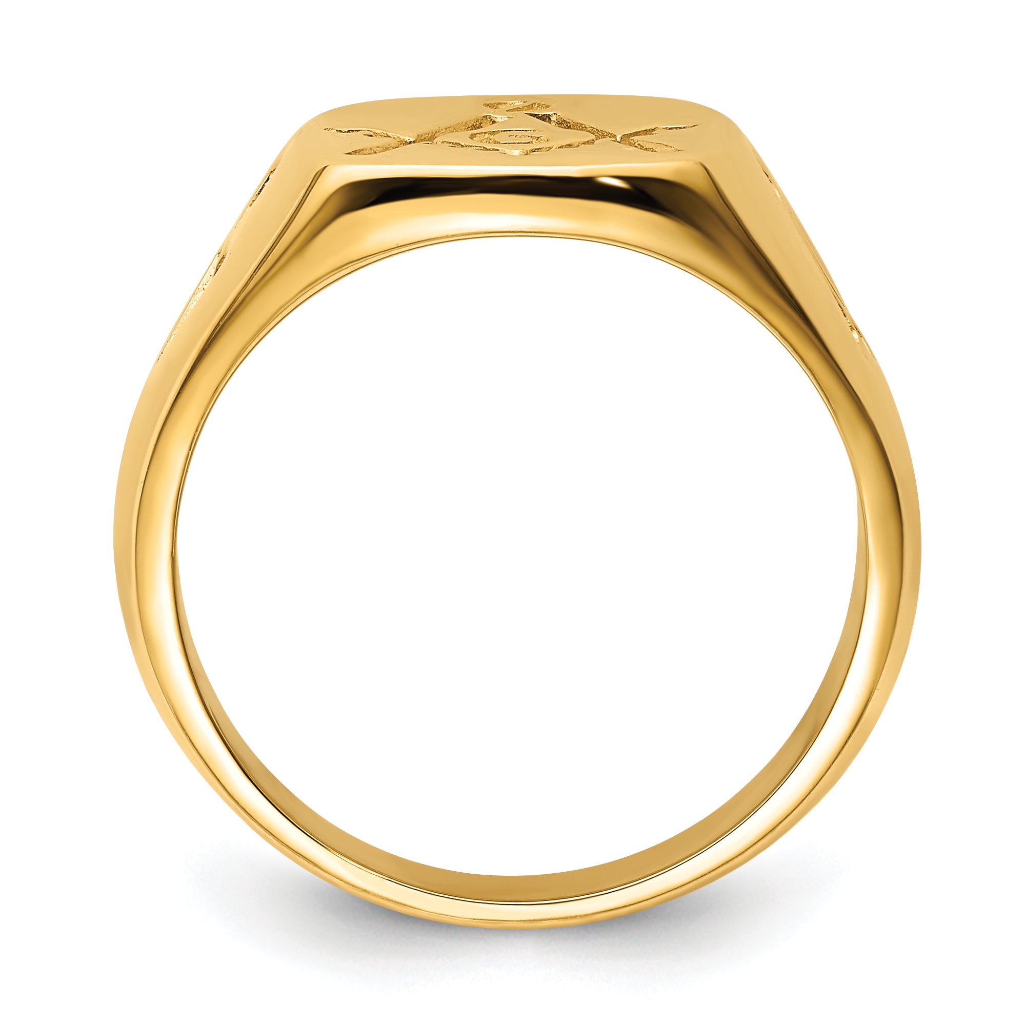 14k Men's Polished and Grooved (No Enamel) Masonic Ring Secondary image