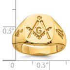 14k Men's Polished and Grooved (No Enamel) Masonic Ring