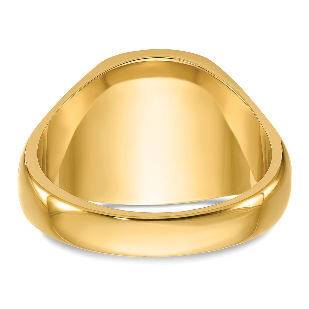 14k Men's Polished and Grooved with Black Enamel Masonic Ring