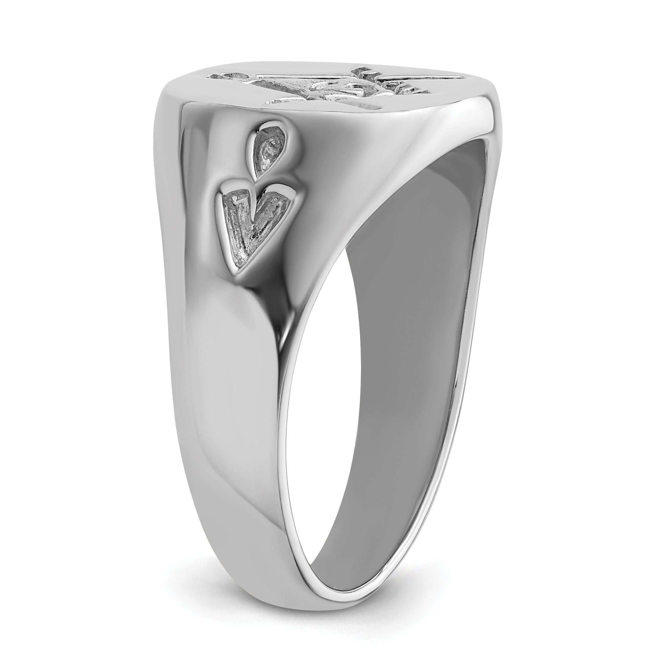 14k White Gold Men's Polished and Grooved (No Enamel) Masonic Ring