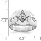 14k White Gold Men's Polished and Grooved (No Enamel) Masonic Ring