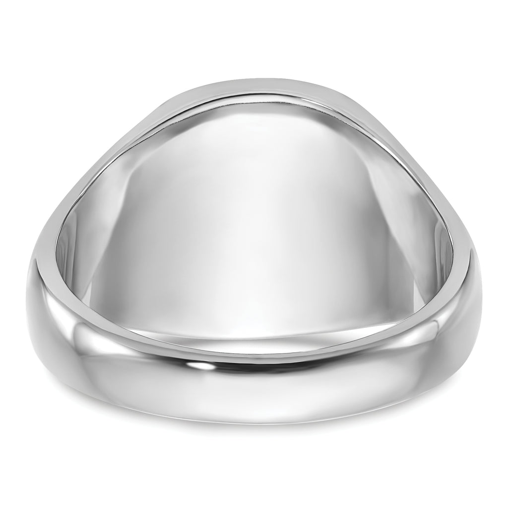 14k White Gold Men's Polished and Grooved with Black Enamel Masonic Ring