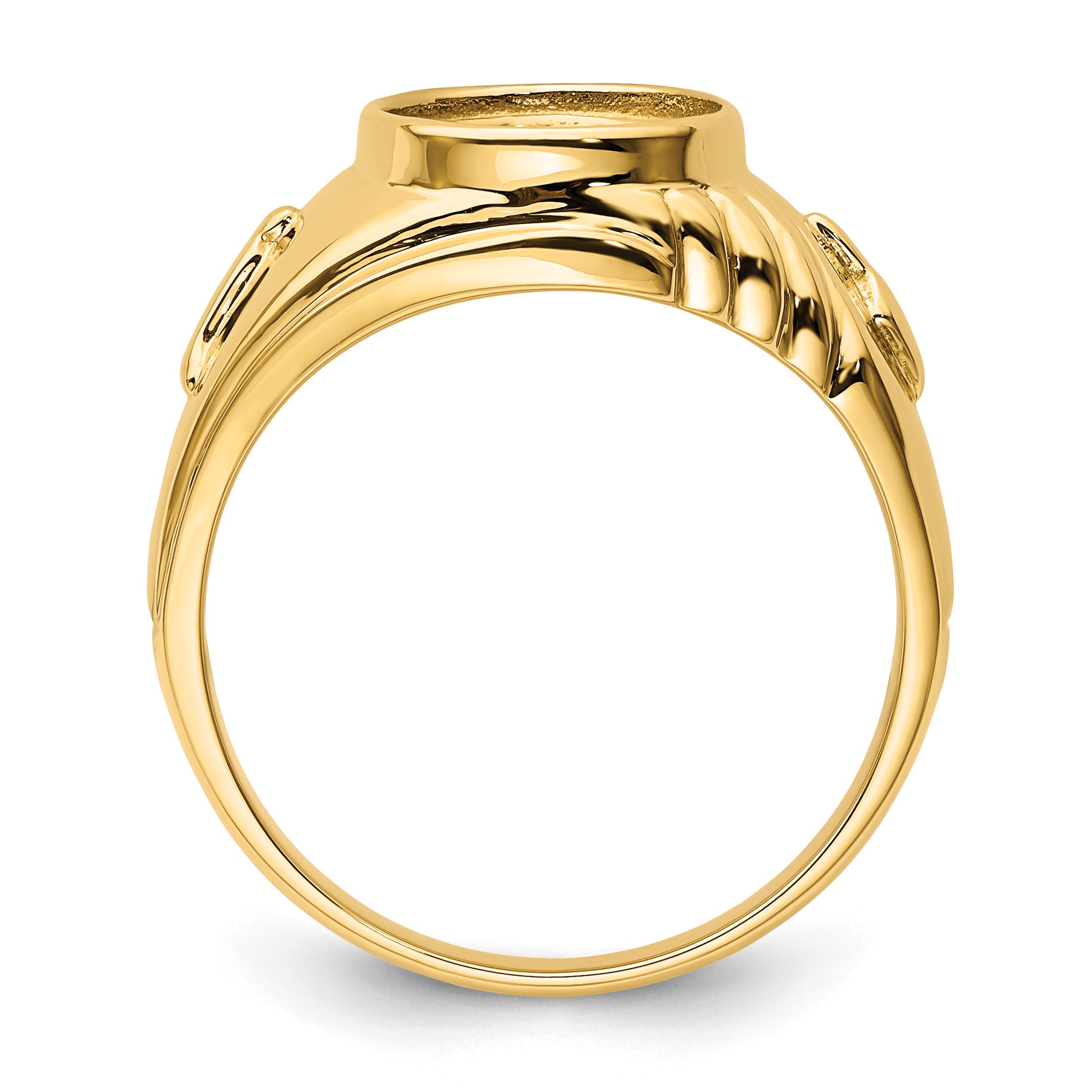 14k Men's Polished and Textured Masonic Ring Mounting (No Stone Included) Secondary image