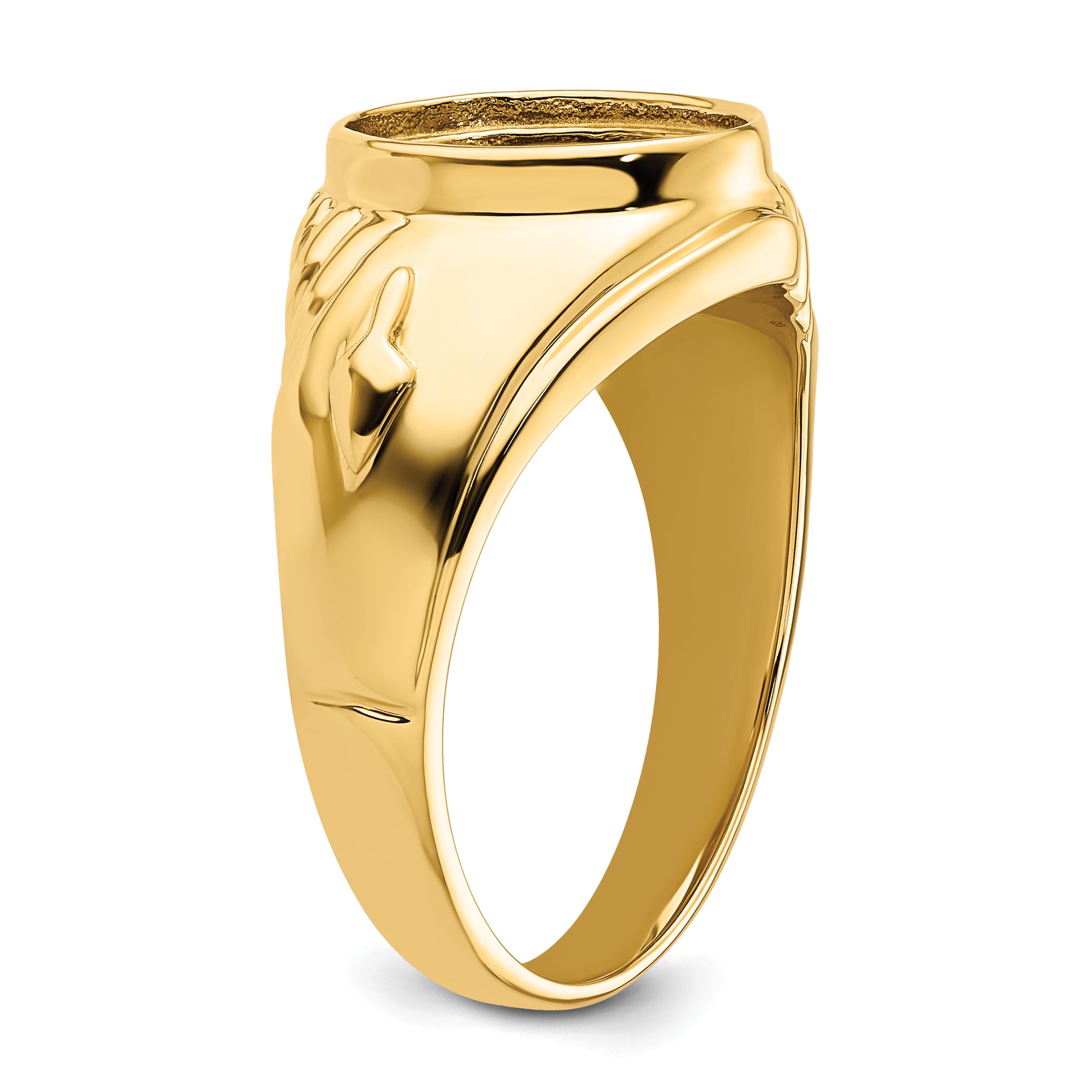 14k Men's Polished and Textured Masonic Ring Mounting (No Stone Included)