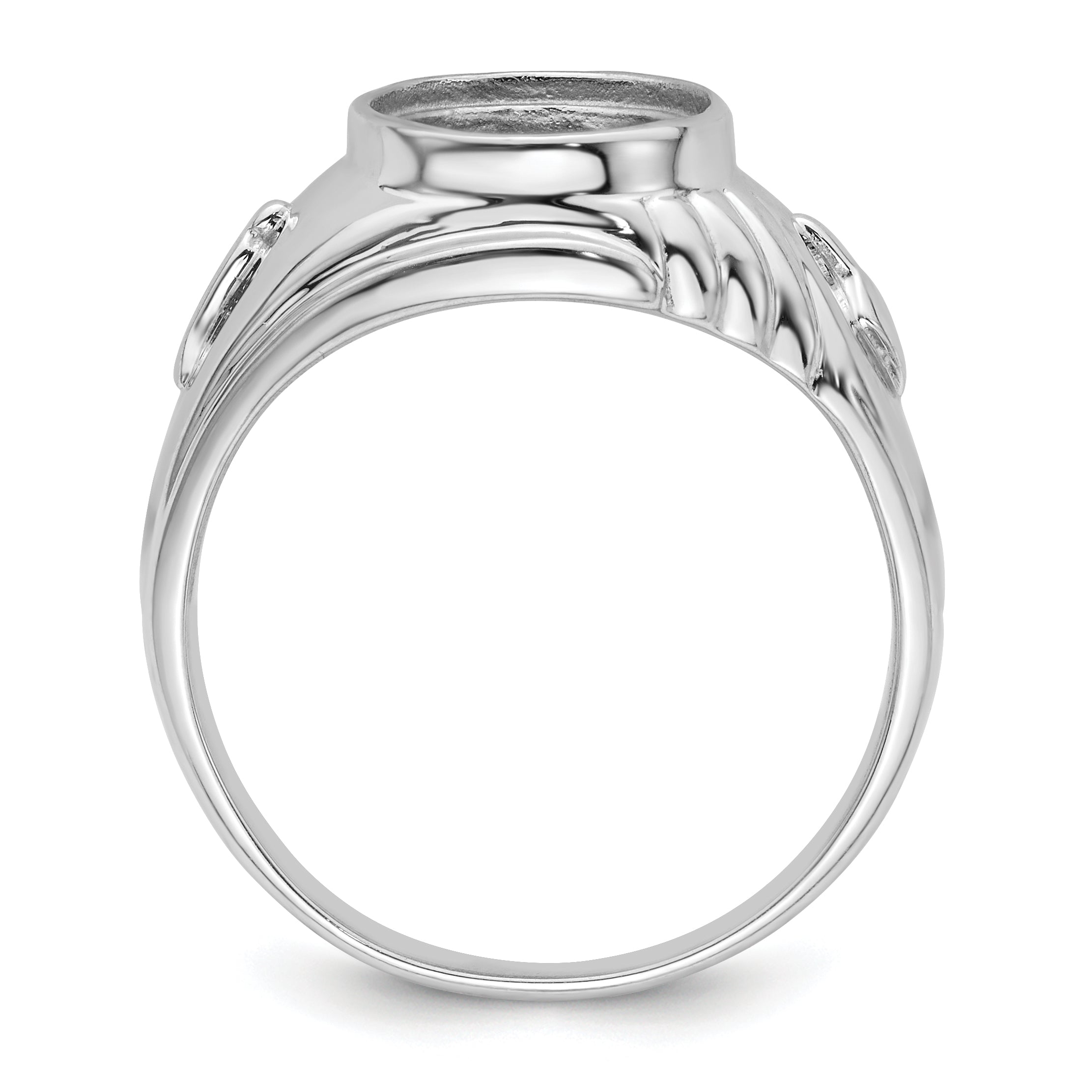 14k White Gold Men's Polished and Textured Masonic Ring Mounting (No Stone Included) Secondary image