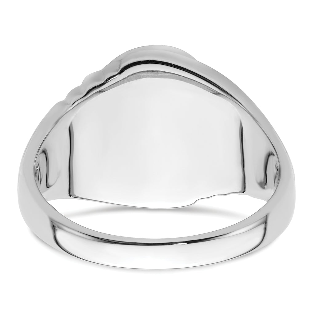 14k White Gold Men's Polished and Textured Masonic Ring Mounting (No Stone Included)