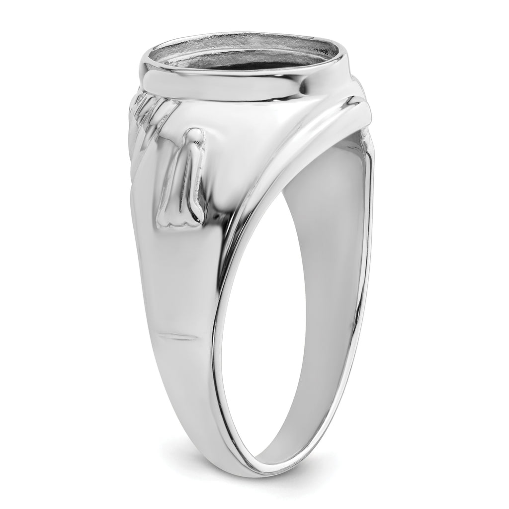 14k White Gold Men's Polished and Textured Masonic Ring Mounting (No Stone Included)