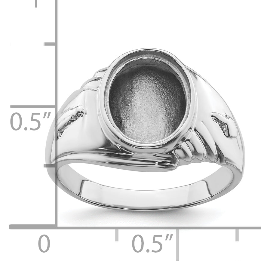14k White Gold Men's Polished and Textured Masonic Ring Mounting (No Stone Included)