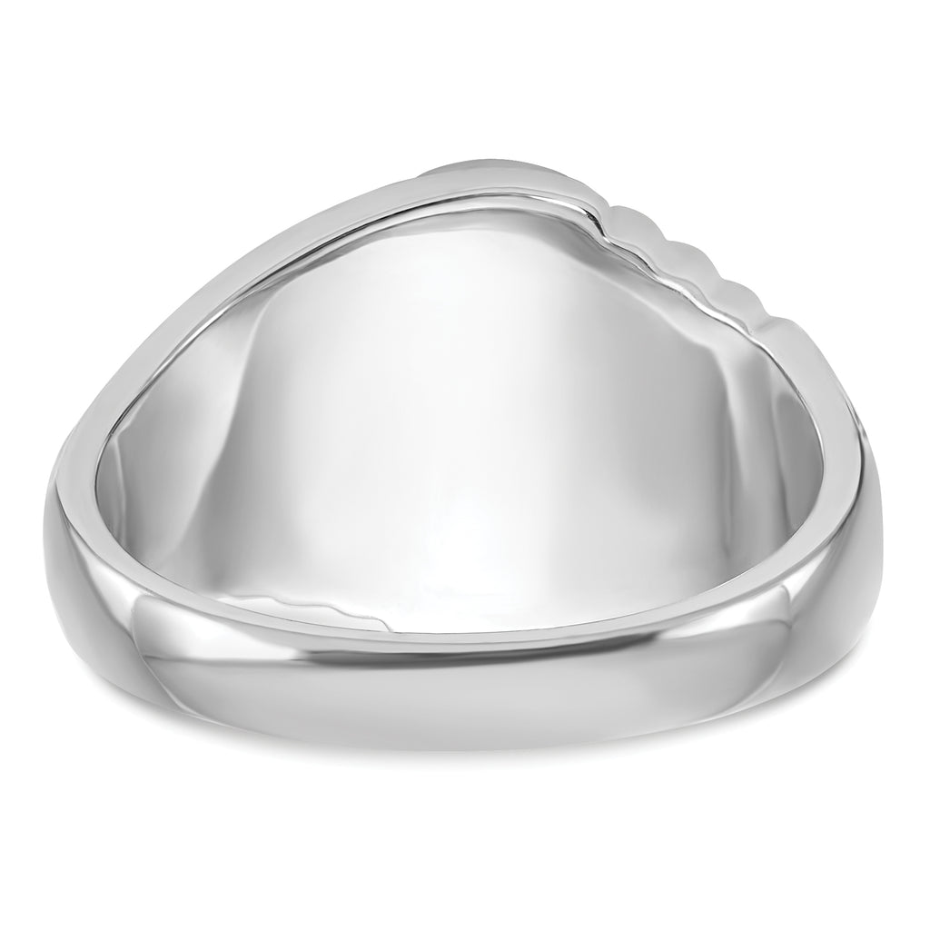 14k White Gold Men's Polished and Textured with Imitation Blue Spinel Masonic Ring