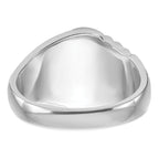 14k White Gold Men's Polished and Textured with Imitation Blue Spinel Masonic Ring