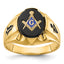 14k Men's Polished, Antiqued and Grooved with Oval Onyx Masonic Ring