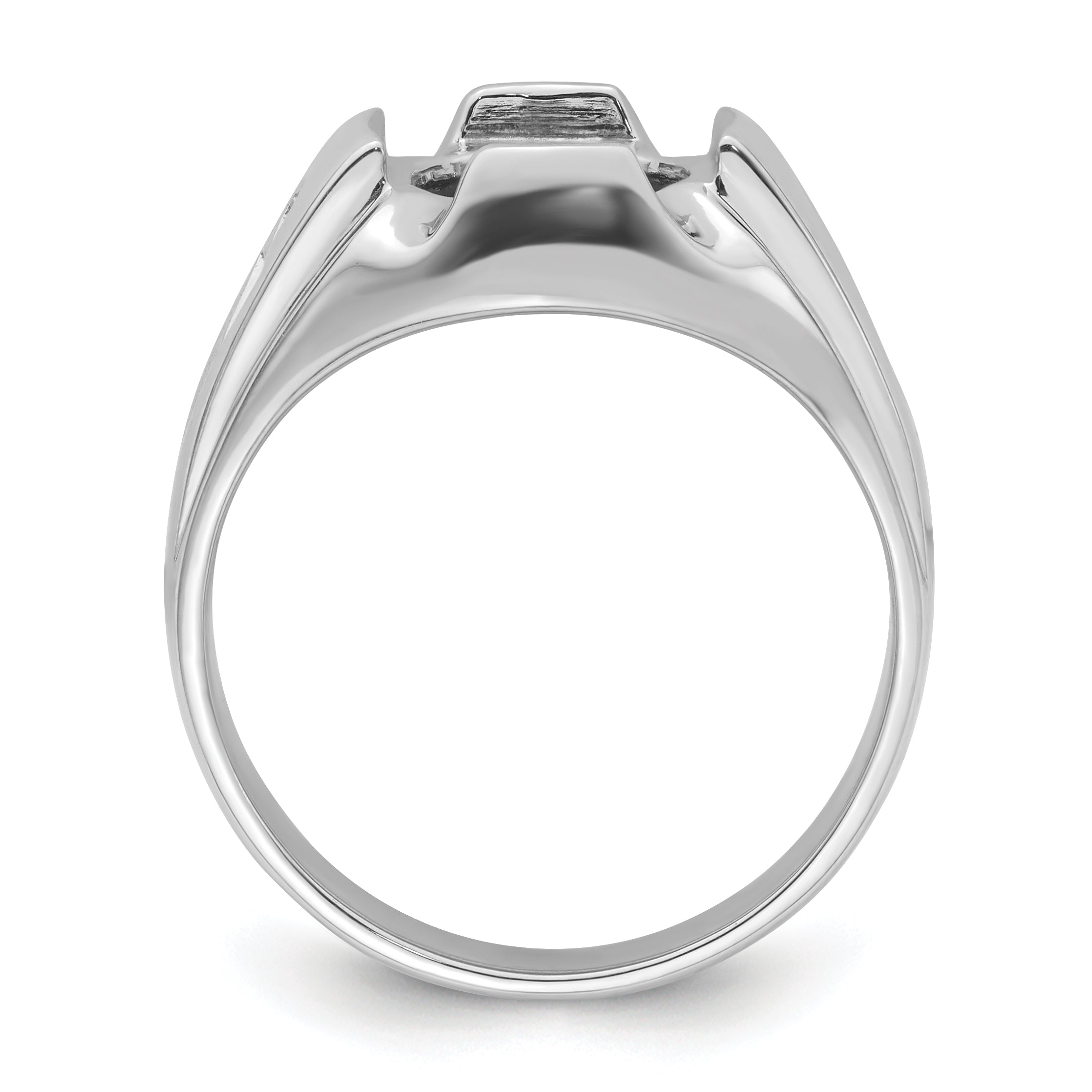 14k White Gold Men's Polished and Grooved Masonic Ring Mounting (No Stone Included) Secondary image