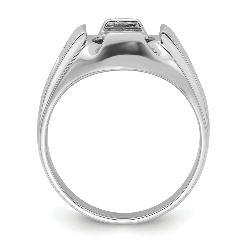 14k White Gold Men's Polished and Grooved Masonic Ring Mounting (No Stone Included)