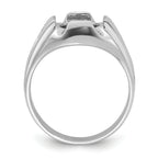14k White Gold Men's Polished and Grooved Masonic Ring Mounting (No Stone Included)
