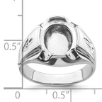 14k White Gold Men's Polished and Grooved Masonic Ring Mounting (No Stone Included)