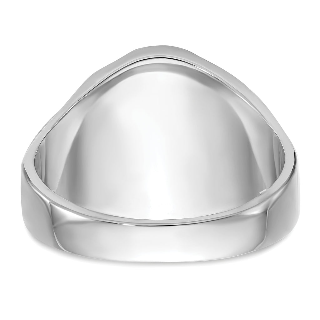 14k White Gold Men's Polished, Antiqued and Grooved with Imitation Blue Spinel Masonic Ring