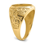 14k Men's Polished and Textured 14x12mm Oval Masonic Men's Mounting (No Stone Included)