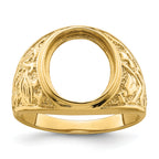 14k Men's Polished and Textured 14x12mm Oval Masonic Men's Mounting (No Stone Included)