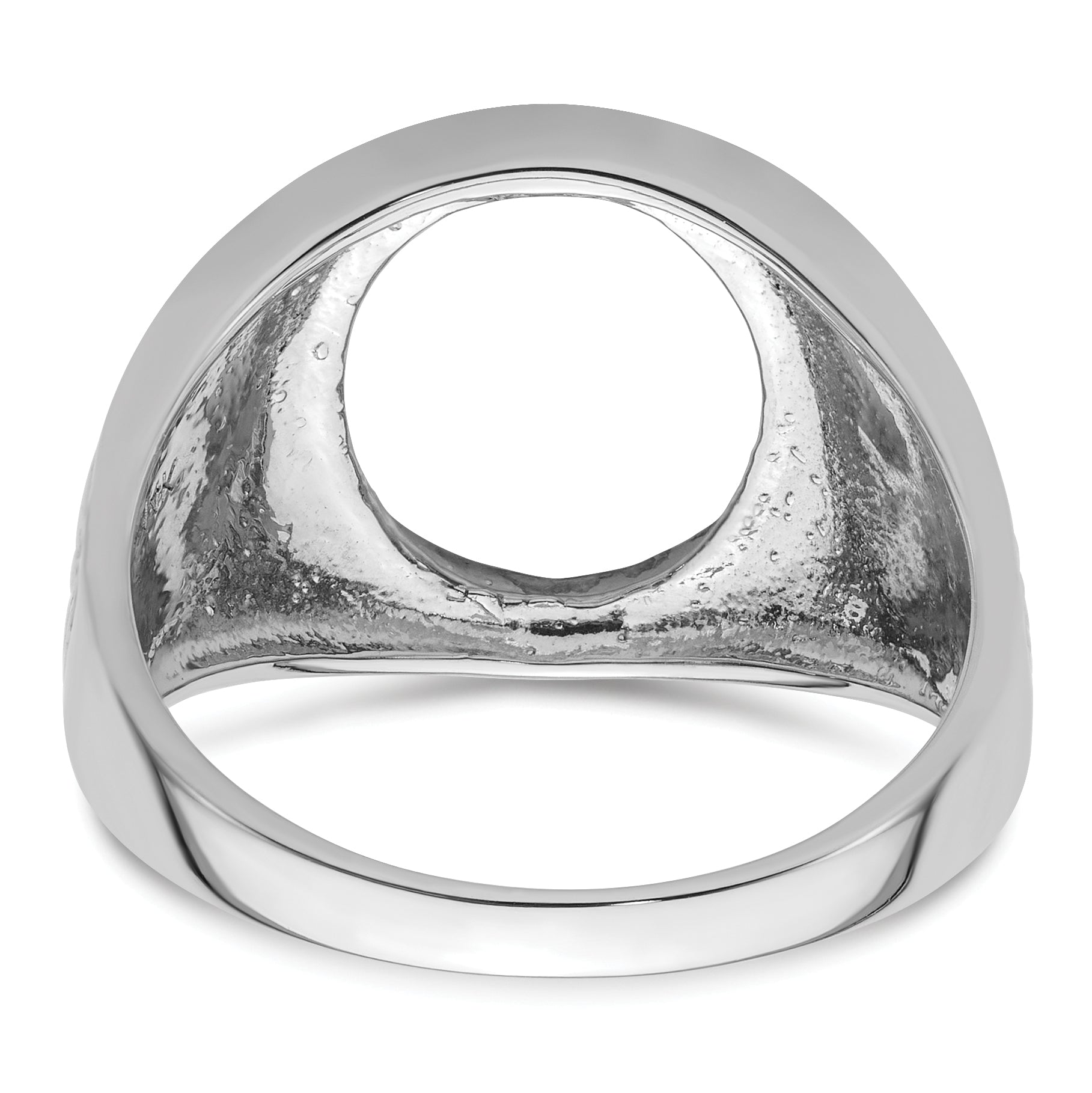 14k White Gold Men's Polished and Textured Masonic Ring Mounting (No Stone Included)