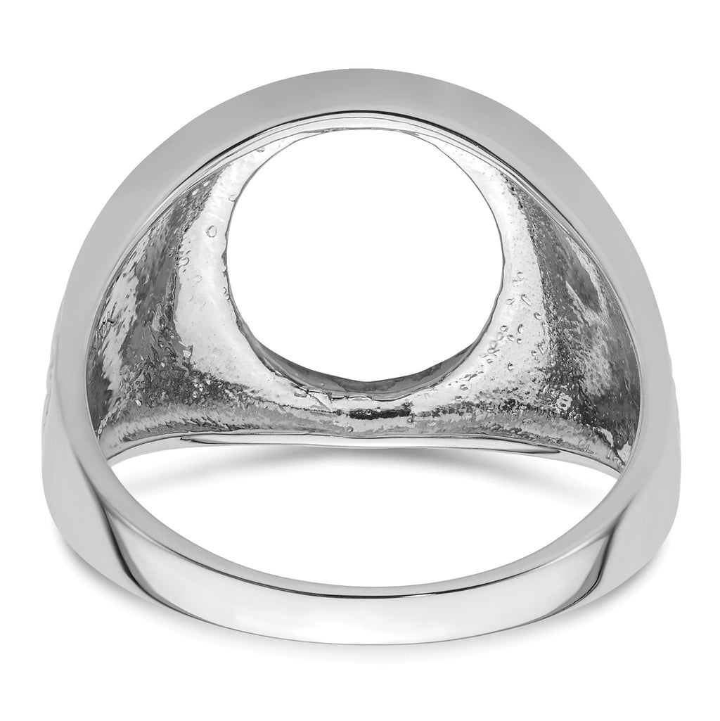 14k White Gold Men's Polished and Textured Masonic Ring Mounting (No Stone Included)