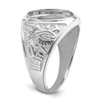 14k White Gold Men's Polished and Textured Masonic Ring Mounting (No Stone Included)