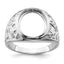 14k White Gold Men's Polished and Textured Masonic Ring Mounting (No Stone Included)