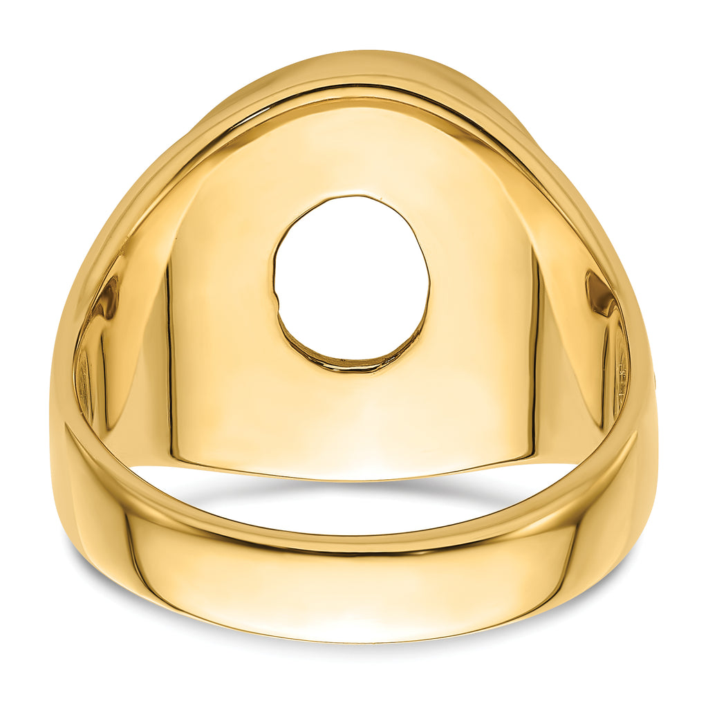 14k Men's Polished and Textured Masonic Ring Mounting (No Stone Included)