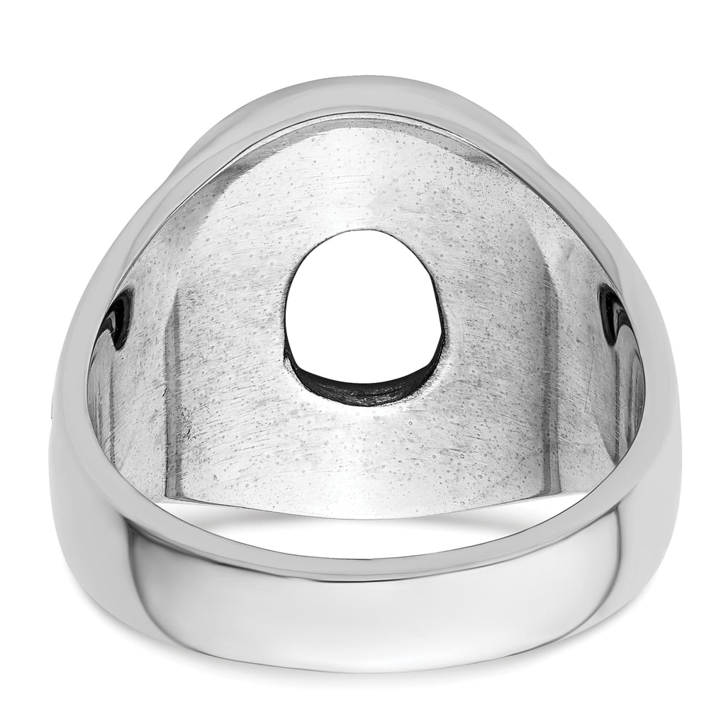 14k White Gold Men's Polished and Textured Masonic Ring Mounting (No Stone Included)