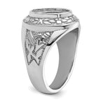 14k White Gold Men's Polished and Textured Masonic Ring Mounting (No Stone Included)