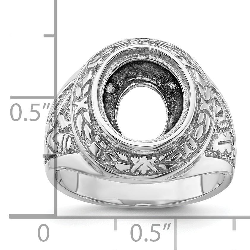 14k White Gold Men's Polished and Textured Masonic Ring Mounting (No Stone Included)