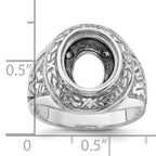 14k White Gold Men's Polished and Textured Masonic Ring Mounting (No Stone Included)