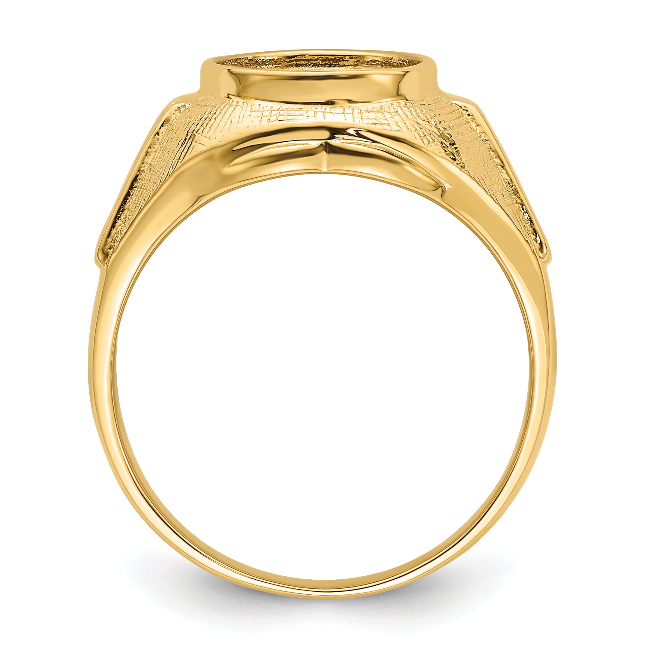 14k Men's Polished and Textured Masonic Ring Mounting (No Stone Included) Secondary image