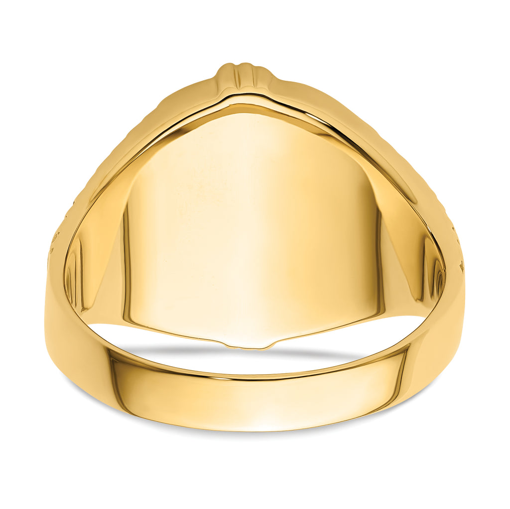 14k Men's Polished and Textured Masonic Ring Mounting (No Stone Included)