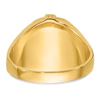 14k Men's Polished, Antiqued and Textured with Onyx Masonic Ring